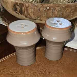 Artisan Ceramic Salt and Pepper Shakers - Tan and Cream